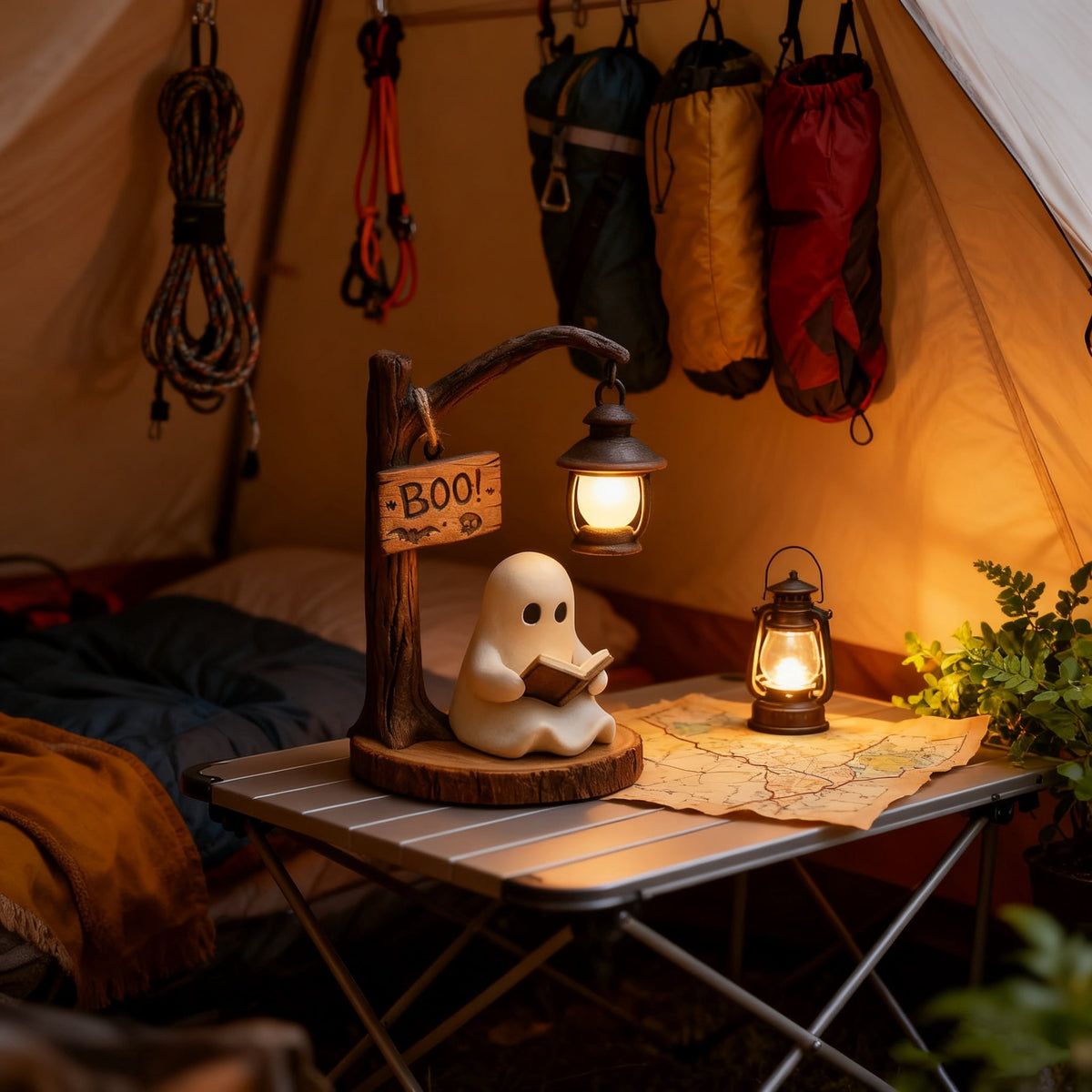 Halloween Ghost Night Light, Cute Ghost Playing The Guitar Lamp, Ghost Warm Lighted Figurine Lamps for Party Bedroom Study Room Home Dorm, Halloween Decor Indoor