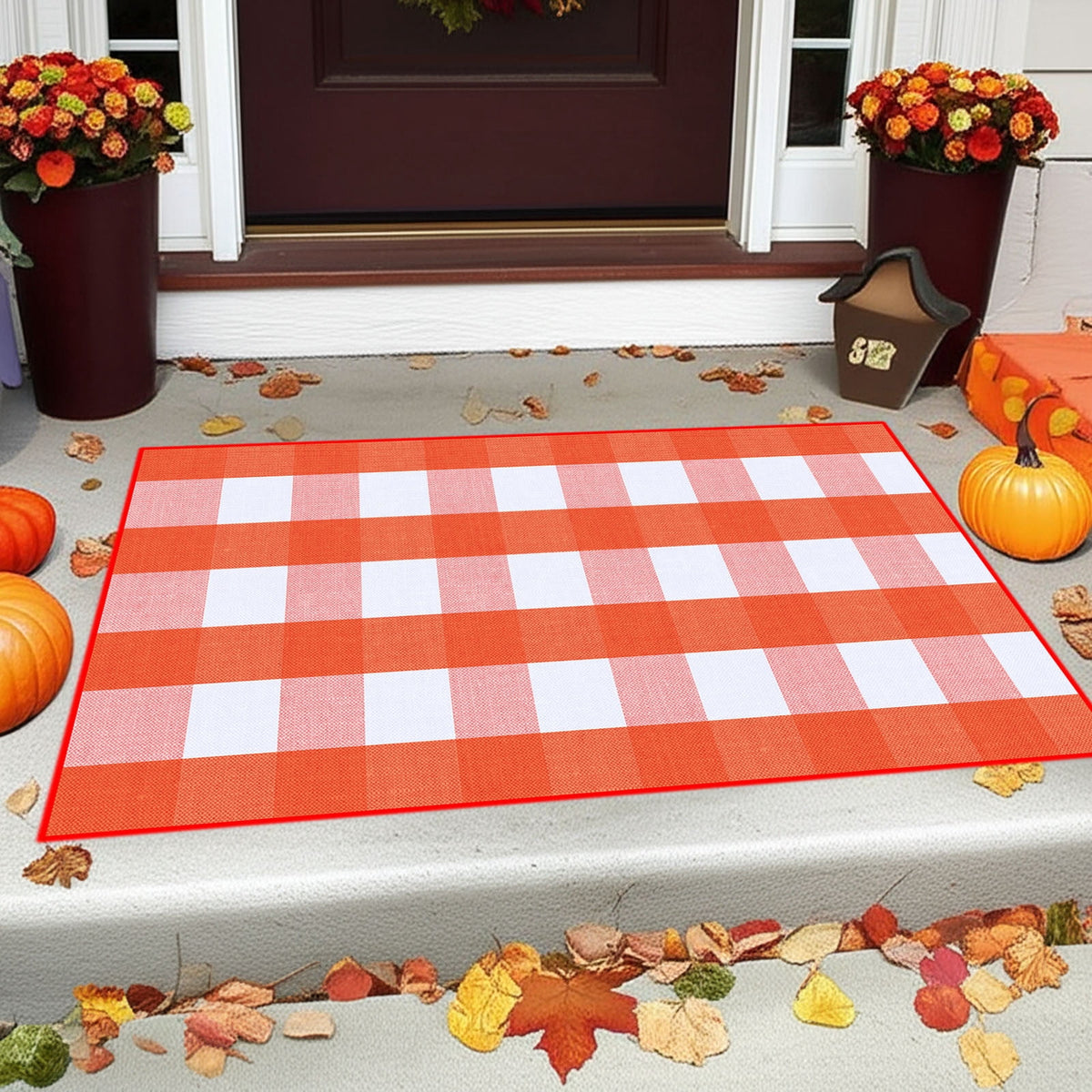 sruoe Halloween Door Mat Durable Non-Slip Halloween Decorations Outdoor, Outdoor Rugs for Patio with Rubber Backing, Front Porch Entryway, Easy Clean Absorbent Fade-Resistant.