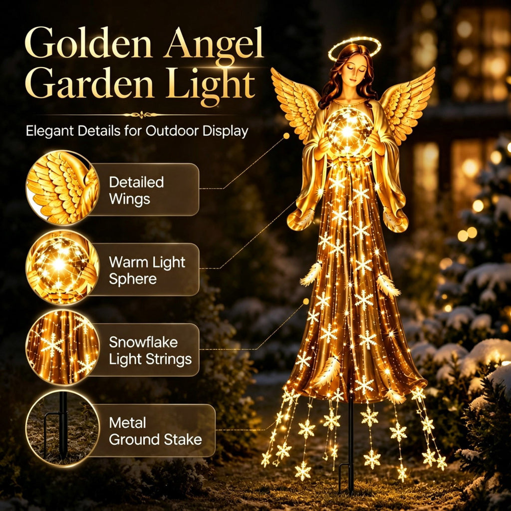 Luckky Christmas Bell Cascade Solar Yard Light,Solar Powered Flowing Star Bell Stake Light,Warm Yellow Outdoor Holiday Decor for Christmas Yard Decor（1 Pack）