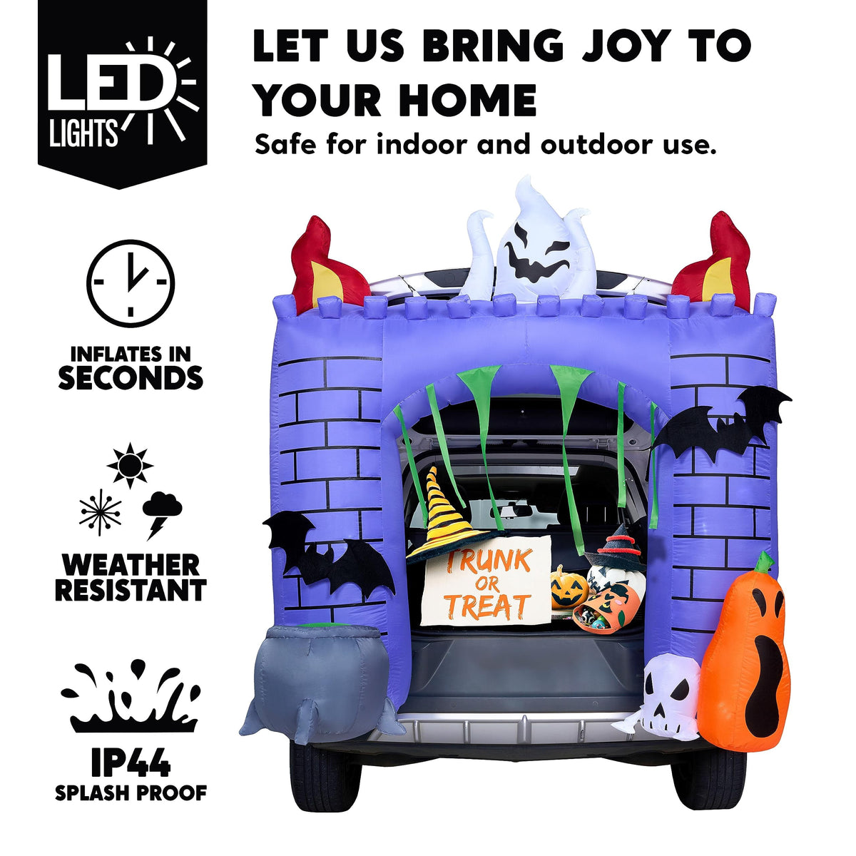 Joyfy 3.6 ft Animated Halloween Inflatable Dinosaur Decoration,Trunk or Treat Car Decorations Kit Dinosaur with Built-in LED Light for Halloween Party Indoor,Outdoor,Yard,Garden Decor