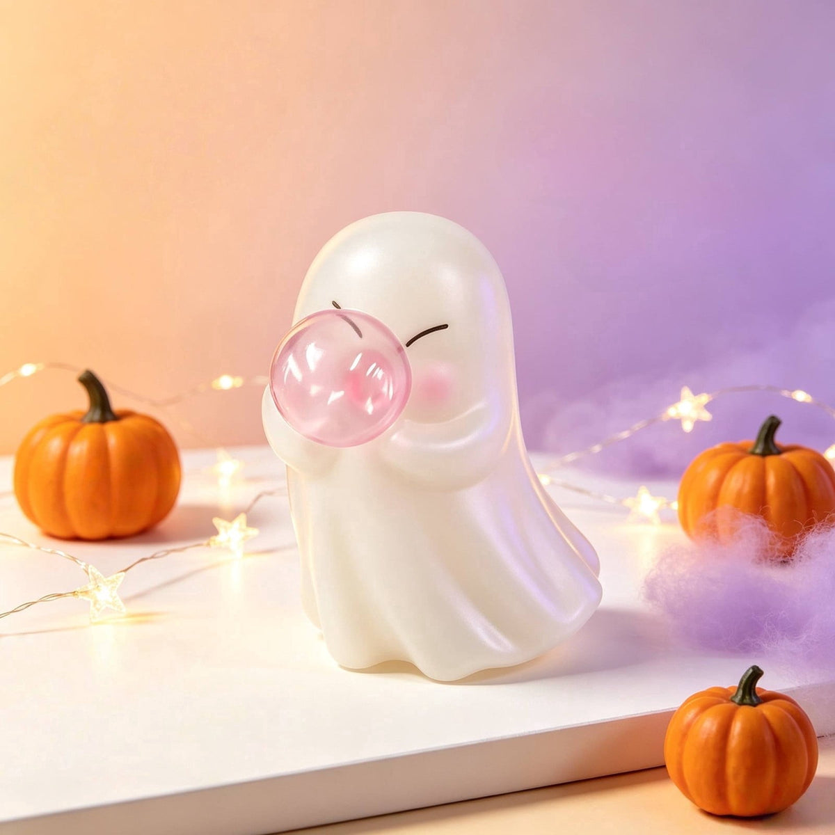 Lighted Halloween Ghost Candy Bowl, Cute LED Ghost Holding Pumpkin Candy Bucket for Trick or Treat, Outdoor Halloween Decorations for Front Porch, Indoor Yard Patio Halloween Decor