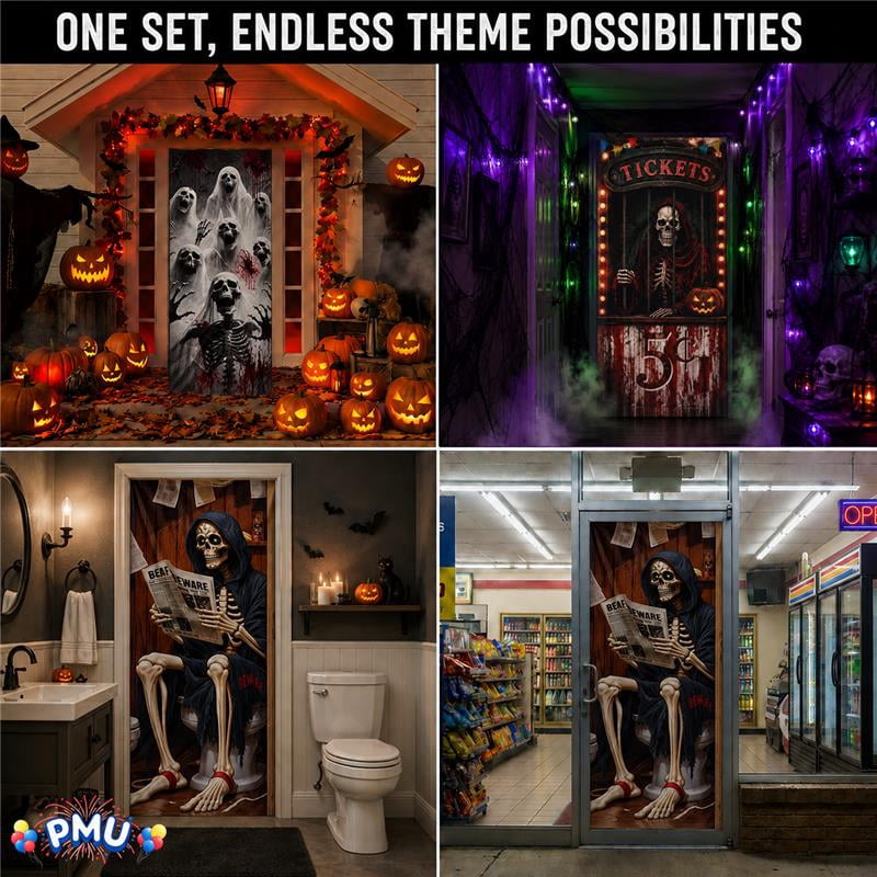 PMU Halloween Bathroom Door Cover, Halloween Decor, Door Decor