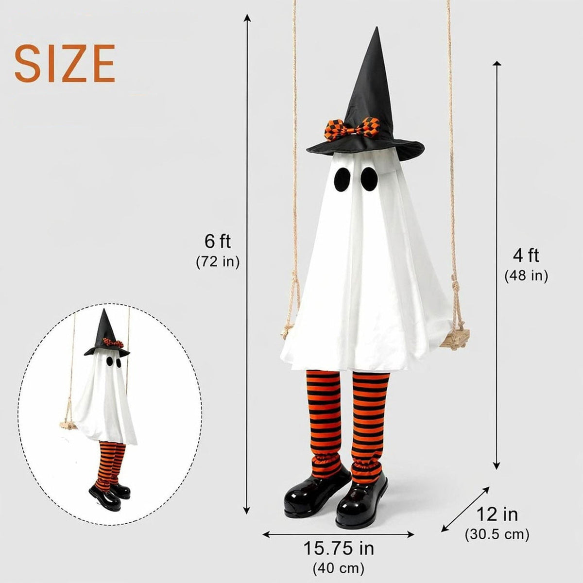 Light Up 2.1 Ft Ghost Walking Dog 2 Pcs, Halloween Ghost Decoration, Adjustable Standing Porch Yard Lawn Decor, Modern Farmhouse Halloween Yard Decor (A)