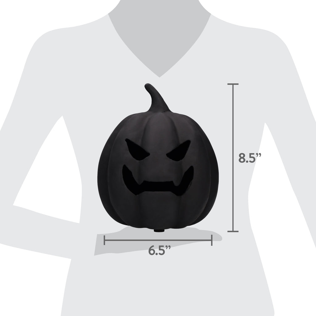 Paper Mache Jack-o'-Lantern Decoration, Black, 8.3", Halloween by Way To Celebrate