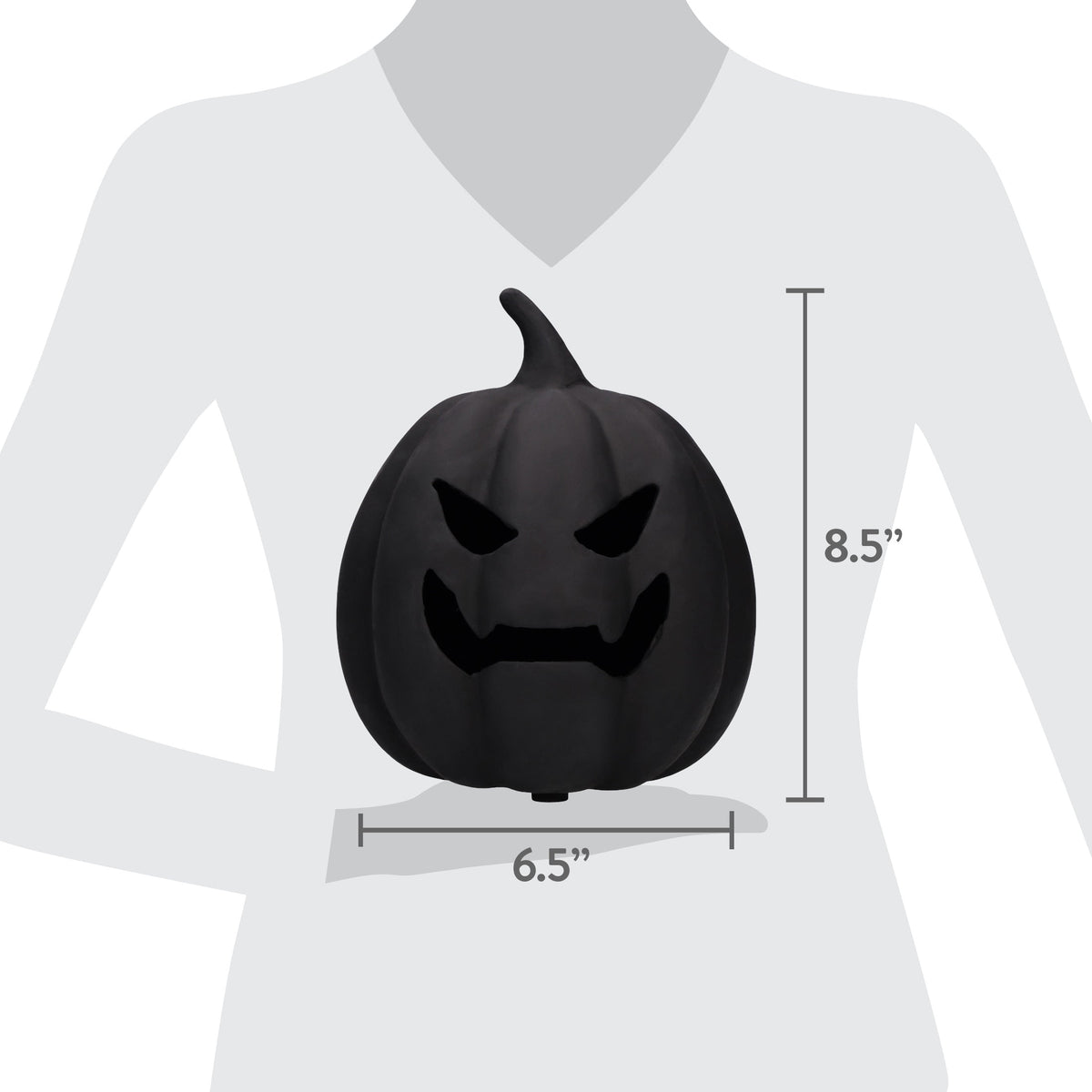 Paper Mache Jack-o'-Lantern Decoration, Black, 8.3", Halloween by Way To Celebrate