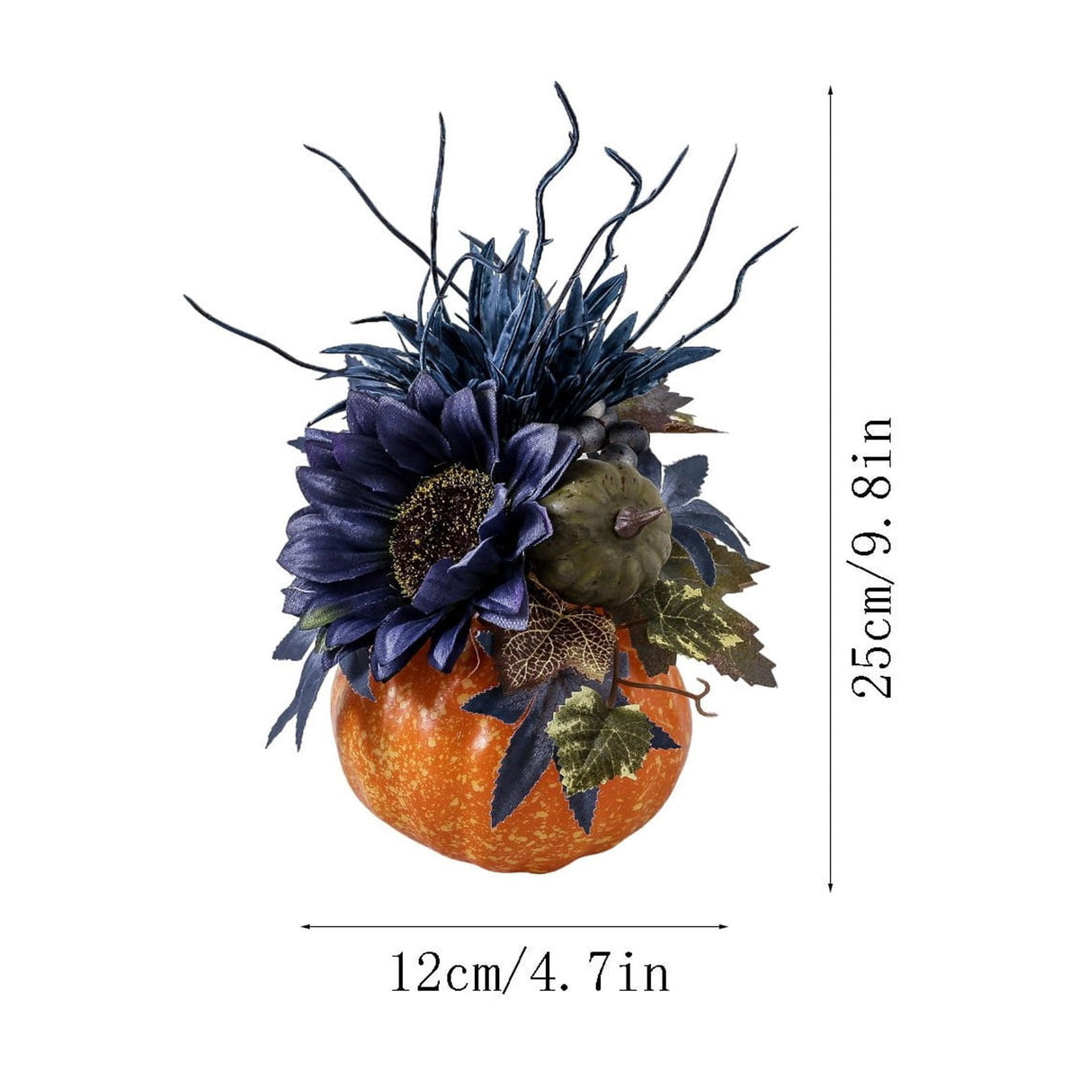 Peacheart Fall Table Decoration, 4.7" Artificial Pumpkin with Sunflower Berry Maple Leave for Autumn Harvest Thanksgiving Halloween Wedding Party Farmhouse Home Table Centerpiece