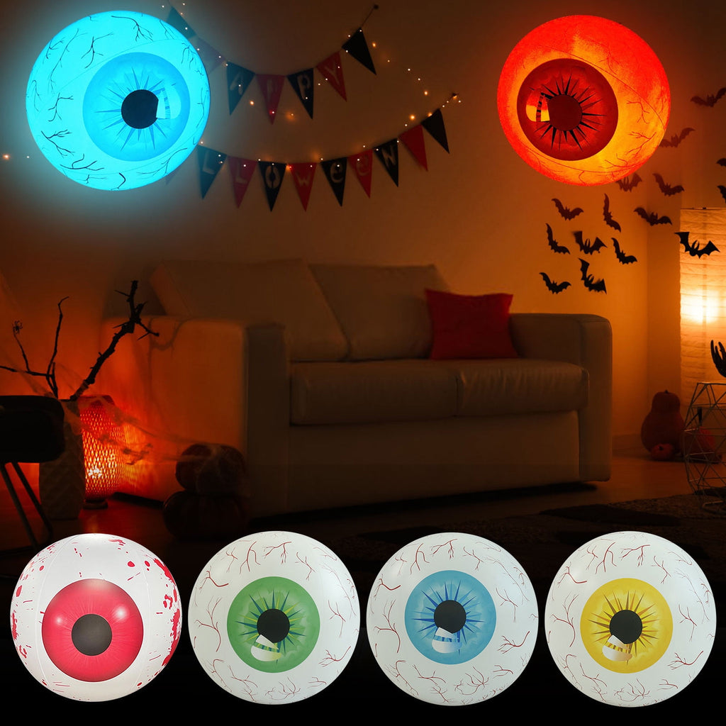 Loyerfyivos Halloween Eyeball Decorations Balloons,Eyeballs Blow Up Scary Bloodshot Eyeballs Indoor Outdoor Garden Halloween Decors for Lawn Party (A)