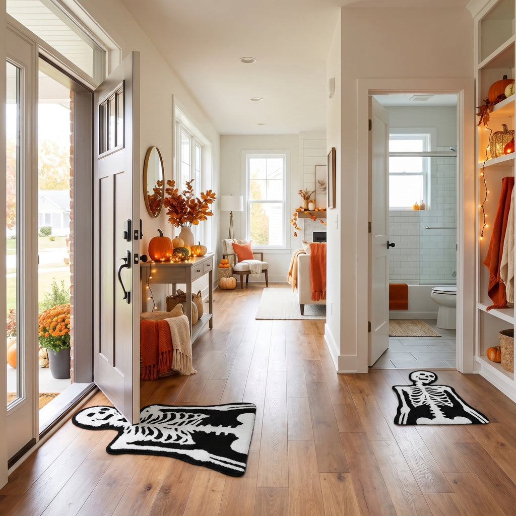Halloween Decor White Ghost Rug 24x16 inches, Handmade Tufted Fluffy Aesthetic Area Rugs, Cute Soft Cool Non Slip Floor Carpet Bath mat, Living Room, Bathroom, playroom, Kitchen