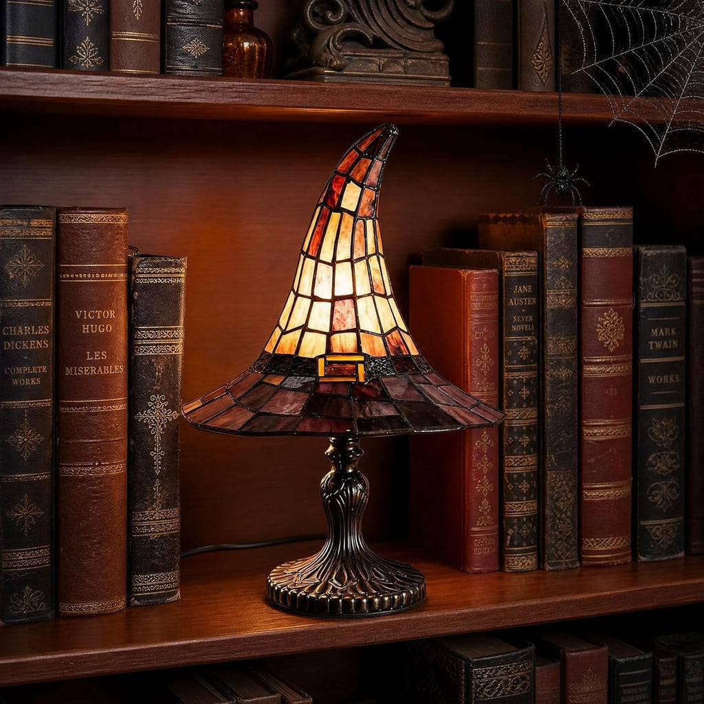Clearance Witch Hat Lamp, Halloween Nigh Light Handcrafted Retro Resin Witch Hat Light, Usb Powered, Gothic Halloween Decorations for Bedroom