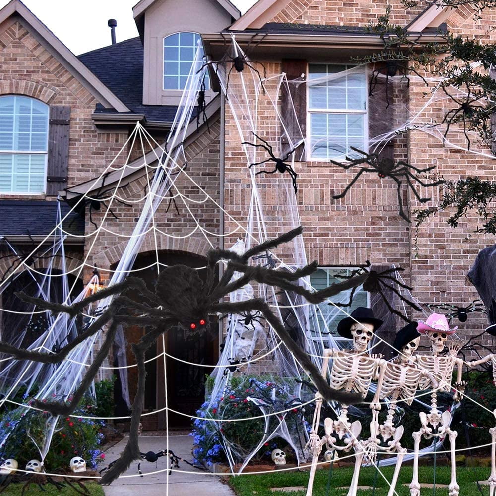 Ayieyill 200" Giant Spider Web with 49" Giant Spider Halloween Decorations Outdoor Scary Halloween Decor