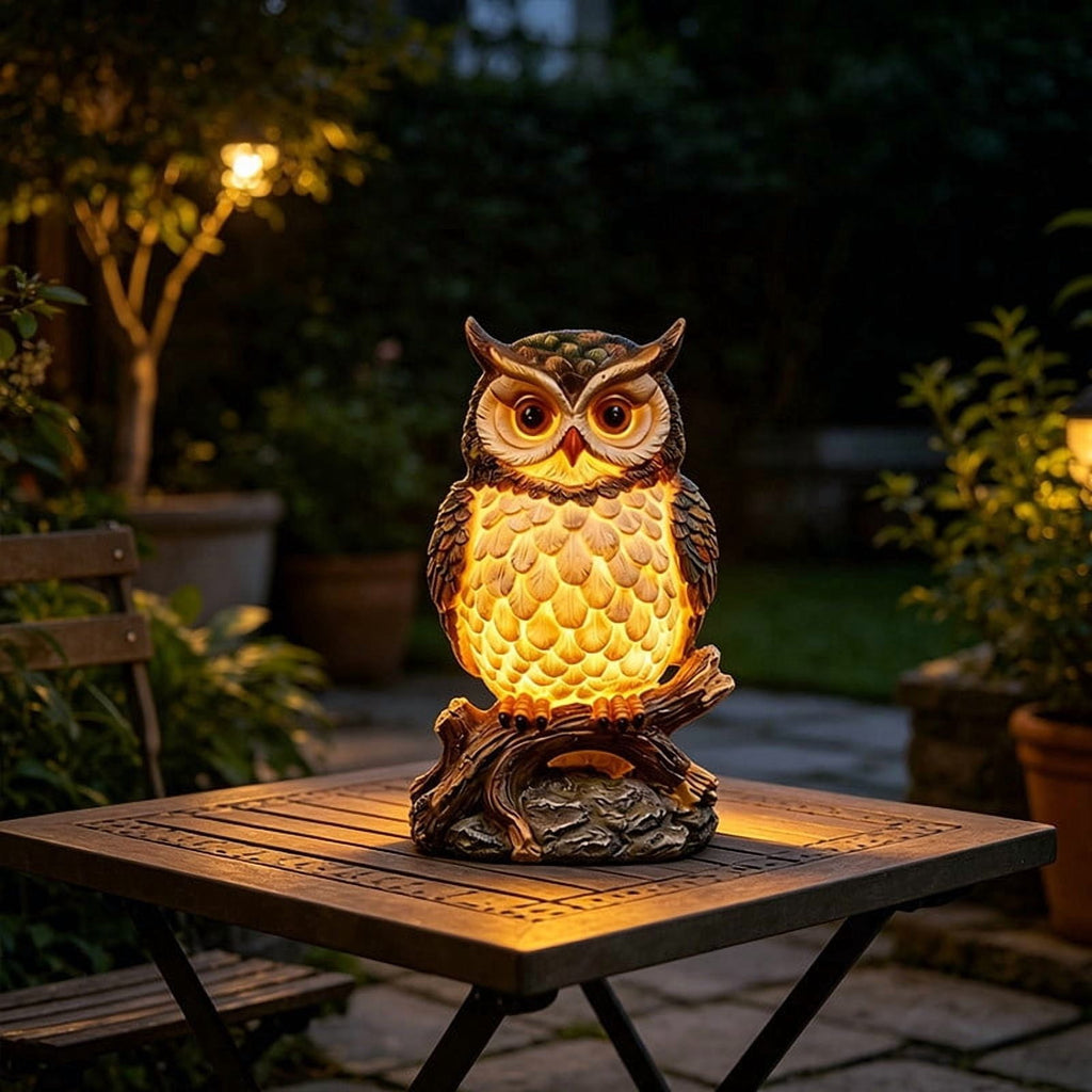 Sruoe Resin Owl Vintage Table Lamp, Decorative Animal Night Light for Bedroom Office Indoor Home Year Round Decor