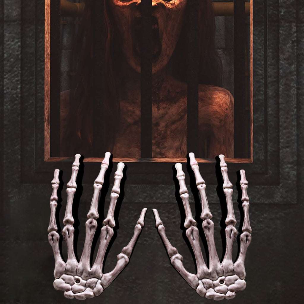 Darzheoy 2 Pack Halloween Skeleton Hands Realistic Life Size Skeleton Hands for Ghost Festival Halloween Themed Party Decoration Props (Right & Left)