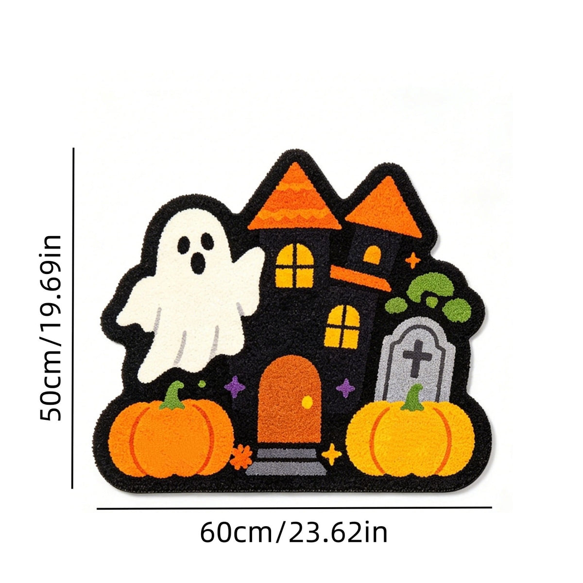 Halloween Door Mat Pumpkin Shaped Non-Absorbent Skidproof Mat 15.75x23.62in Polyester Skidproof & Weather Resistant for Front Door Porch Indoor Outdoor Halloween Door Mat by MPOISVA