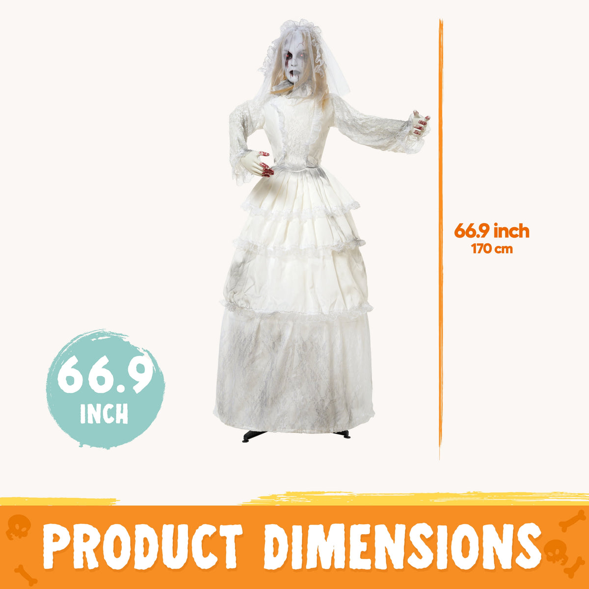 Joyfy 6.2 FT (74.8") Halloween Decoration Outdoor Animatronic Ghost Doctor, Sound Activated Life-Size Standing Ghost with Rotating Head, LED Eyes & Lantern, for Scary Haunted House,Yard Decor