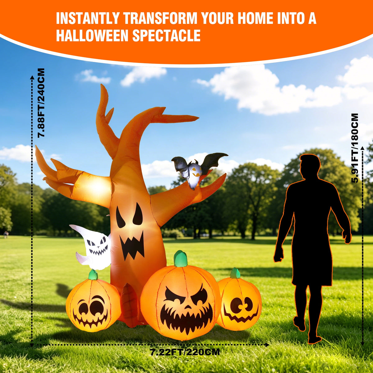 MAGOTAN 5 FT Halloween Inflatables Cape Pumpkin Outdoor Decorations Cape Pumpkin Halloween Inflatable Blow Up Halloween Cape Pumpkin Decoration Build-in LED Lights