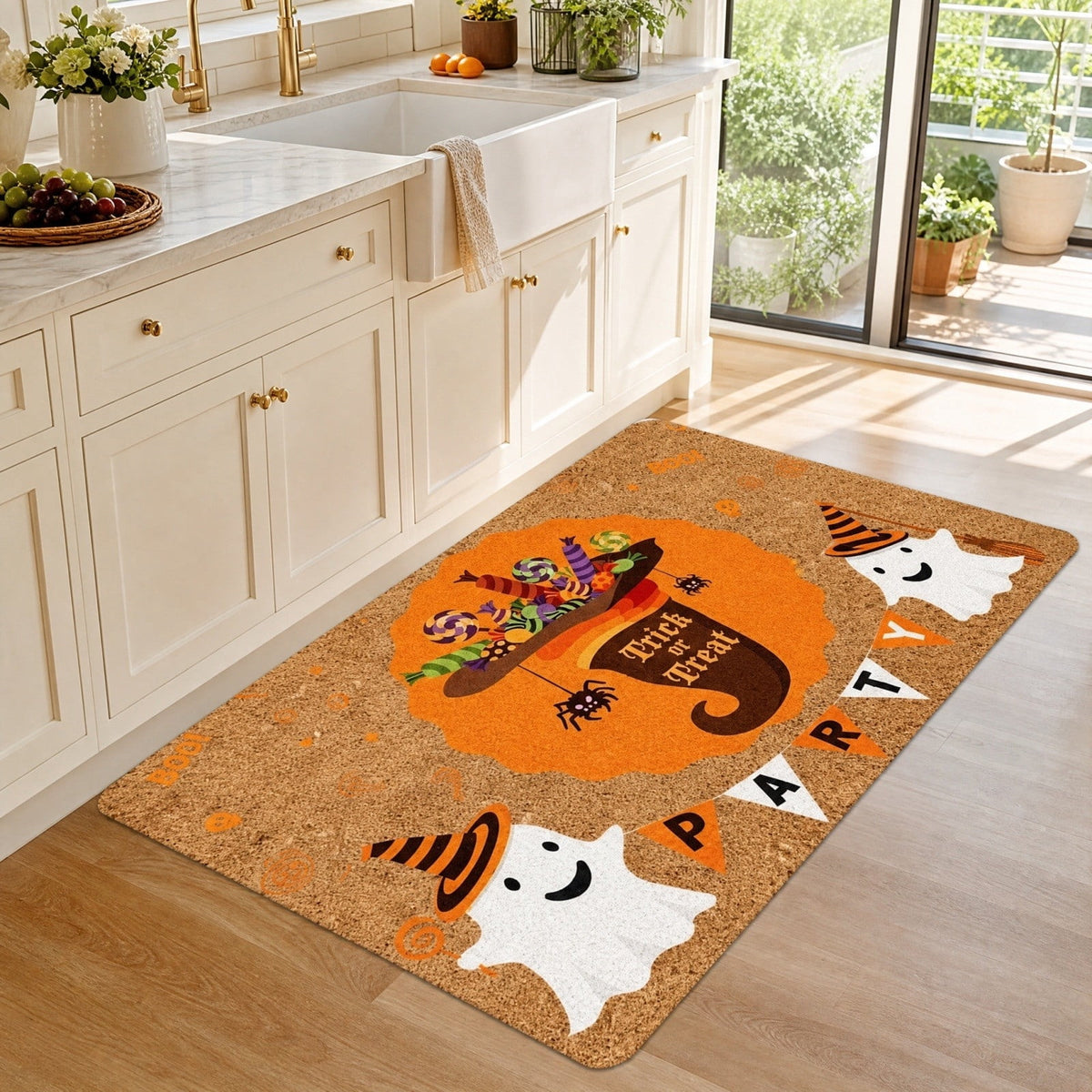 Halloween Doormat Vintage Retro Style Mat 23.6x15.7in Secure-Grip Absorbent Coir Look Entryway Rug for Front Porch Indoor Outdoor Decor by OVFUIZ