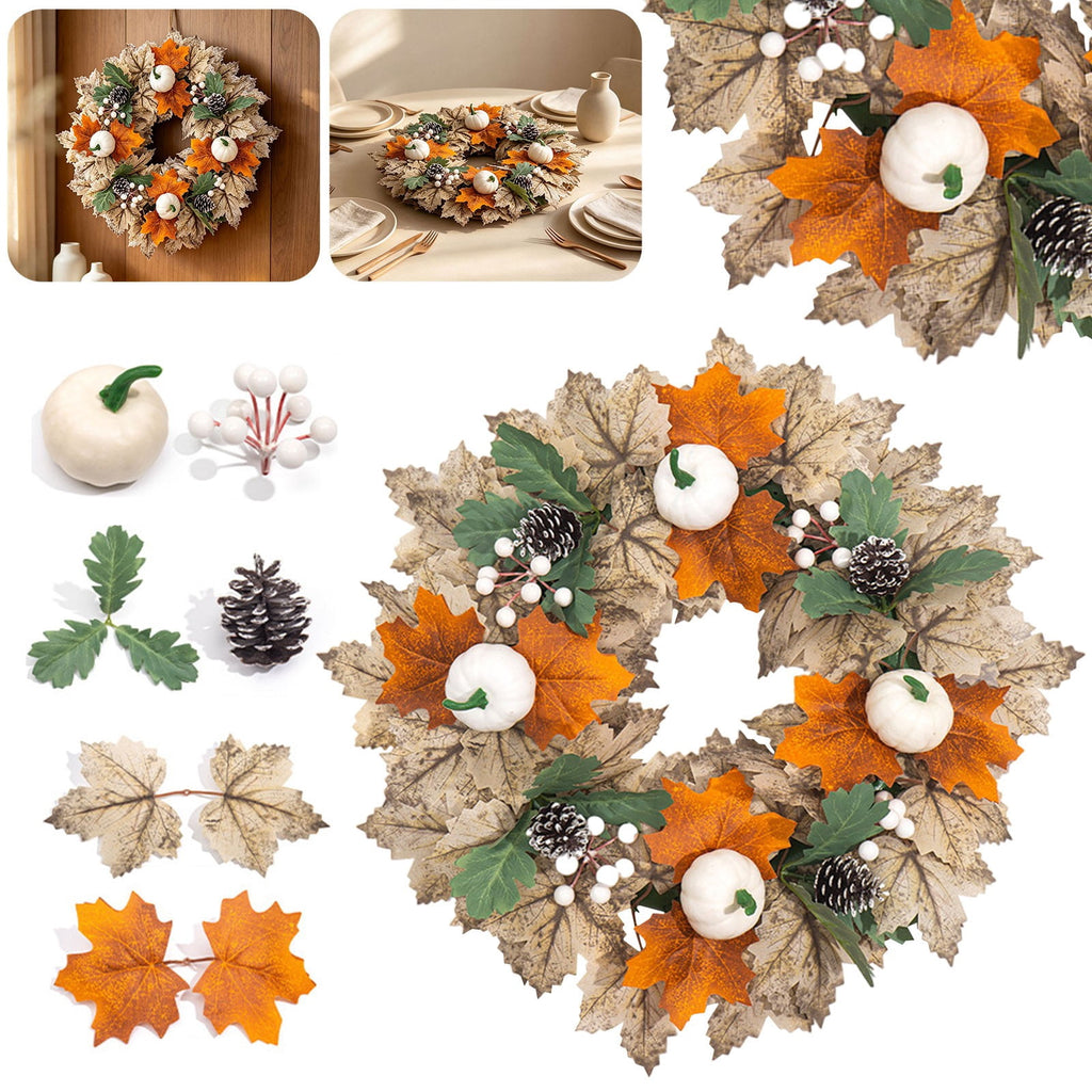 Fall Wreaths for Front Door, Farmhouse Autumn Wreath with Pumpkin Decorations, Fall Door Wreath Outdoor Indoor Thanksgiving Harvest Fall Decor