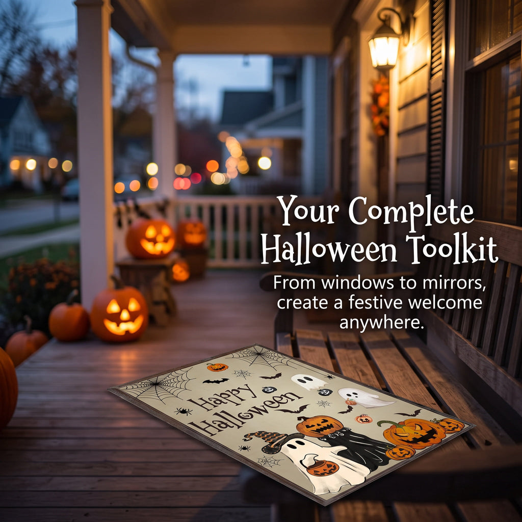 Halloween Window Clings Vintage Ghost Evil Pumpkin Bat Reusable Window Decals for Halloween Fall Party Supplies Home Glass Decor(6 Sheets)