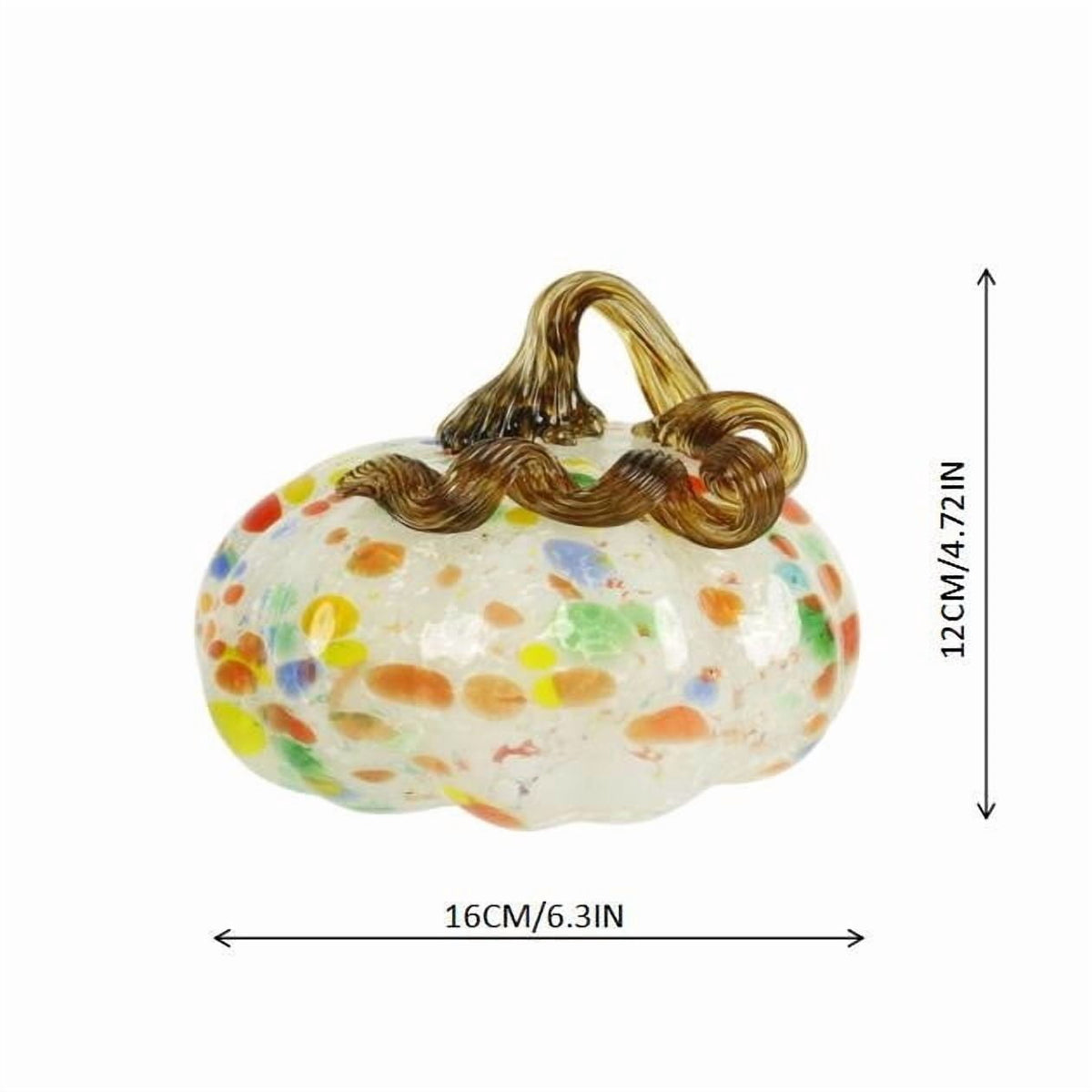 Fall Decor Halloween Pumpkin Decorations Hand Blown Glass Pumpkin Figurine Colorful Speckled Art Glass Pumpkin with Twisted Stem Tabletop Centerpiece for Home Desk Mantel