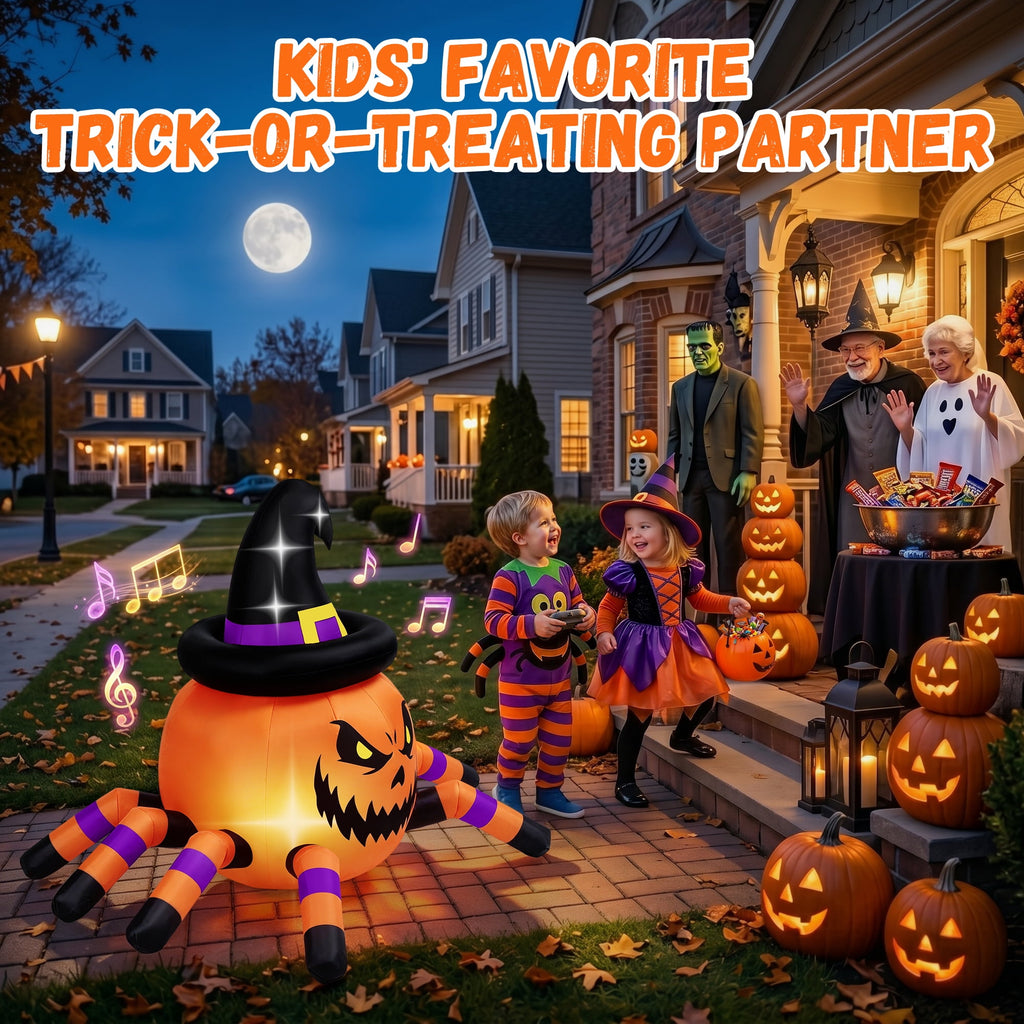 Firstness 2.4GHz Remote Control Halloween Inflatable Car Blow ups Pumpkin Ghost Rc Car,3 Music and LED Lights,360° Rotation,Aged 3+