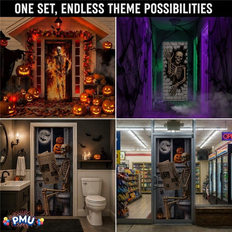 PMU Halloween Bathroom Door Cover, Halloween Decor, Door Decor