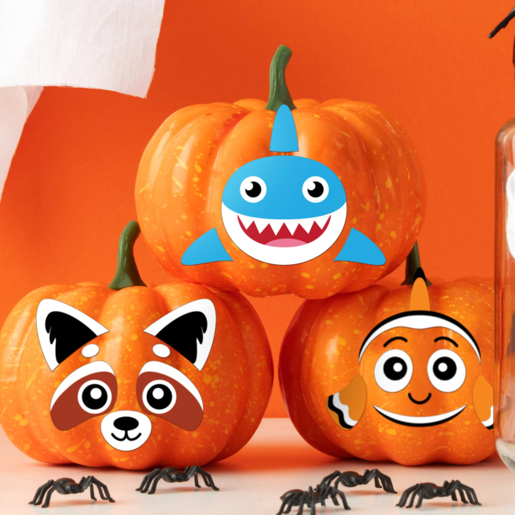 Joyfy 16 Faces Halloween Pumpkin Decorations Stickers Foam Craft Kit, 18 Sheets 16 Designs Halloween Party Favors for Kids, Party Supplies Arts Activities, Jack O Lantern Face Sticker School Gifts