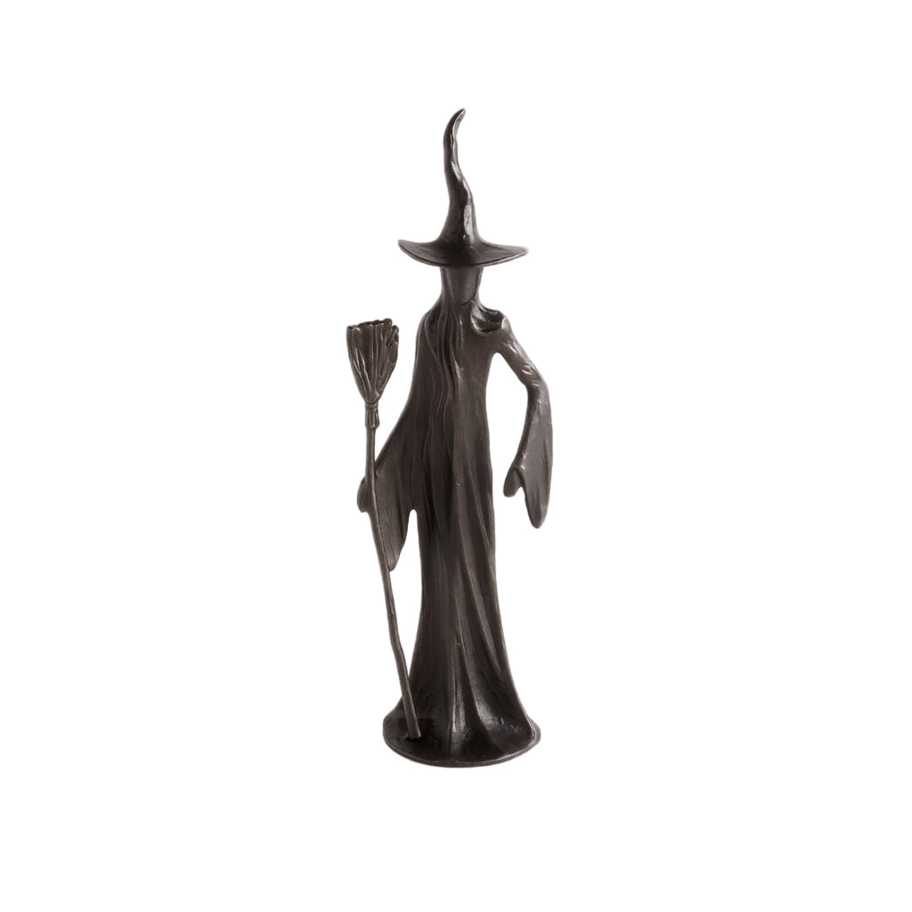 QLUEWX Halloween Sculpted Black Witch Statue, Resin Gothic Witch Figurine with Crow, 10 Inch Vintage Black Witch Sculpture Decor for Tabletop Mantel Shelf Home Holiday Party Decoration