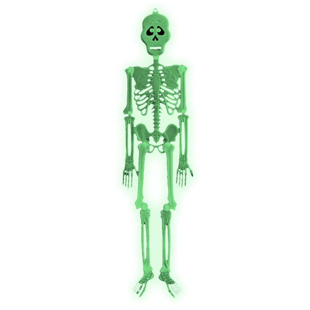Zatoumnr 4pcs Halloween Small Skeletons Decoration 7.9 Inch Glow in The Dark Plastic Skeletons Figurine Luminous Pose able Mini Skeleton for Halloween Party Favor Decor