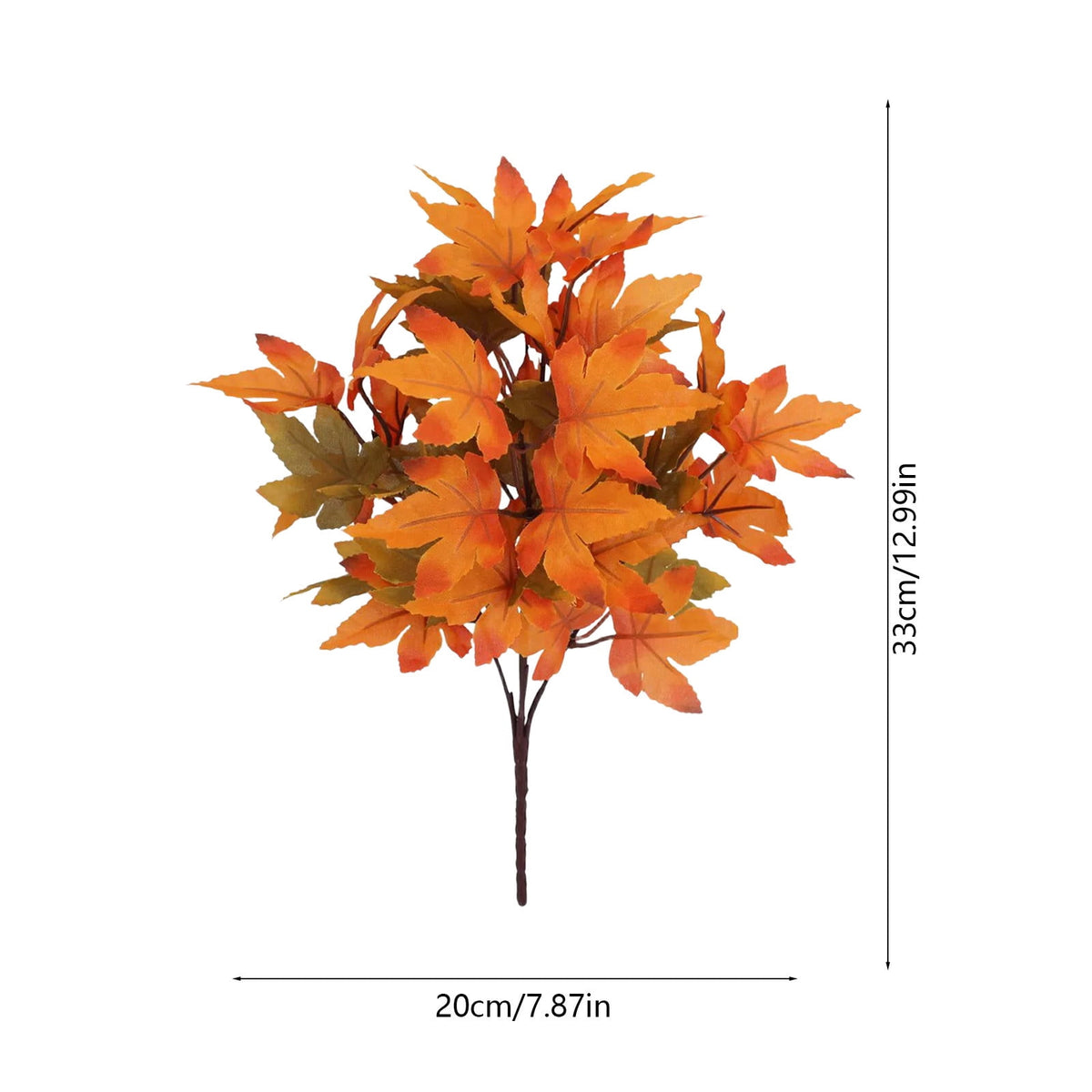SPOORYYO 2Pcs Fall Maple Leaves Stems for Vase, Artificial Autumn Fake Leaves Decor, Maple Leaf Bushes Shrubs for Thanksgiving Halloween Home Farmhouse Table Centerpiece, 12.99" x 7.87"