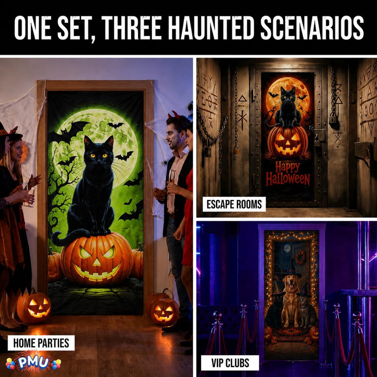 PMU Halloween Bathroom Door Cover, Halloween Decor, Door Decor
