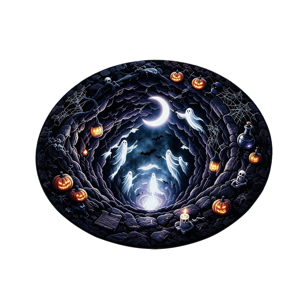 Win s Way 3D Illusion Round Halloween Rug Optical Illusion Doormat Non- Washable Entryway Decor Spooky Fall Front Door Mat for Party Decoration Available in 15.8/23.6/31.5 Inch