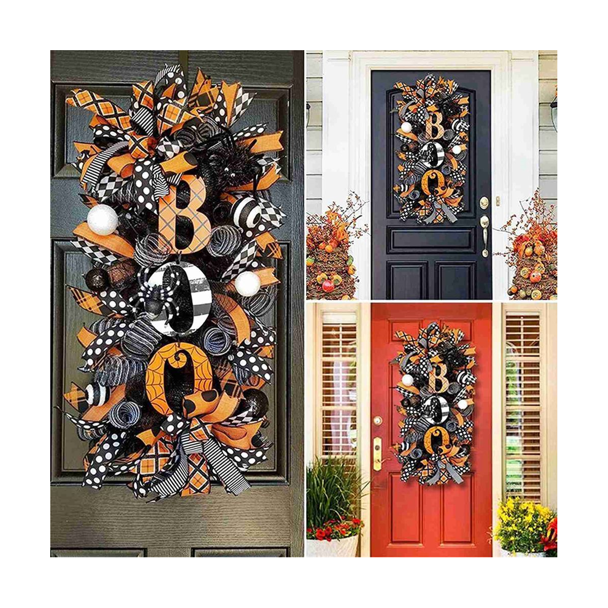 Halloween Swag Wreath Fall Wreath, Halloween Swag Wreath for Front Door, Halloween Spider, Mesh and Ribbons Swag Wreath