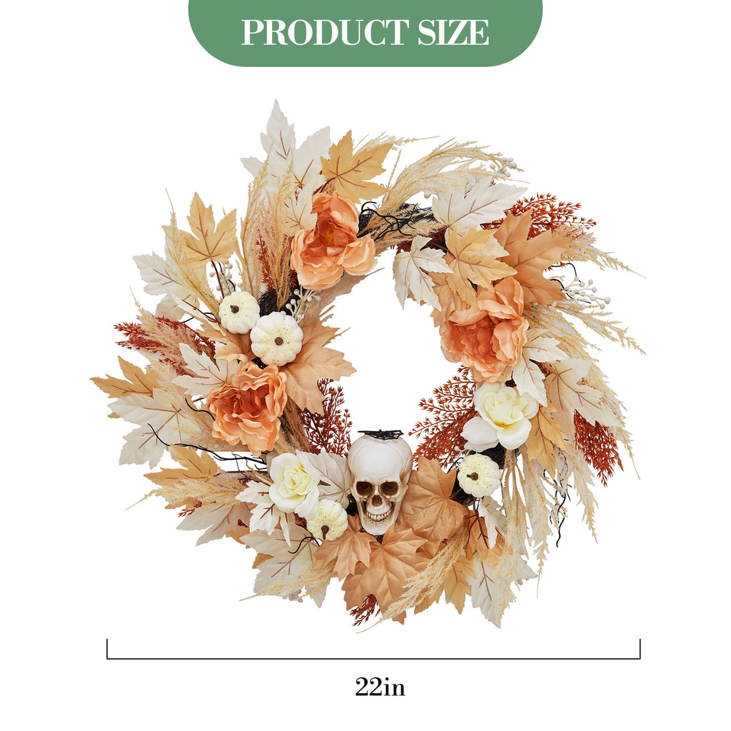 Halloween Wreath, Halloween Decorations Prelit Front Door Wreath for Indoor Wall Window Decor（18/20/22 Inch）