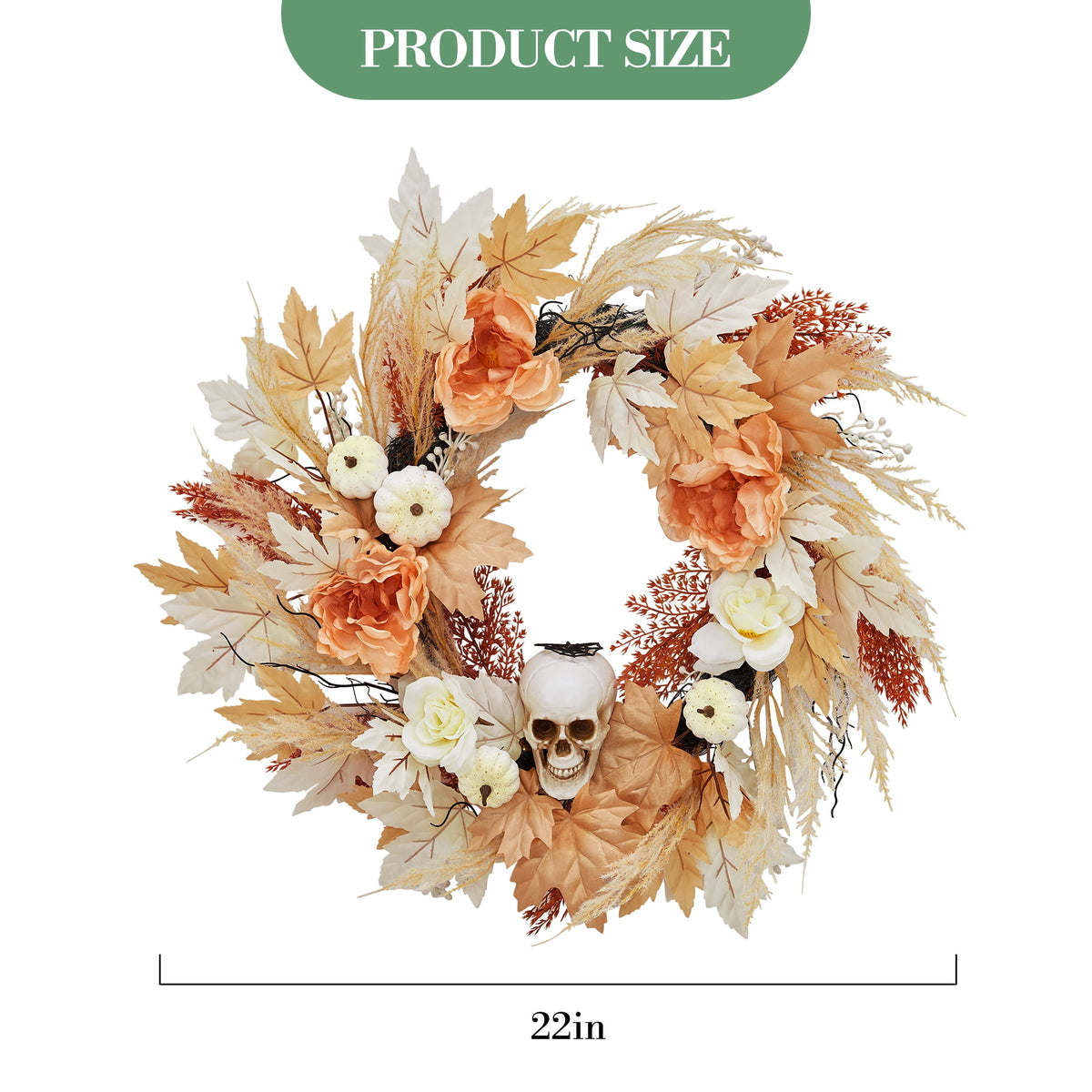 Halloween Wreath, Halloween Decorations Prelit Front Door Wreath for Indoor Wall Window Decor（18/20/22 Inch）