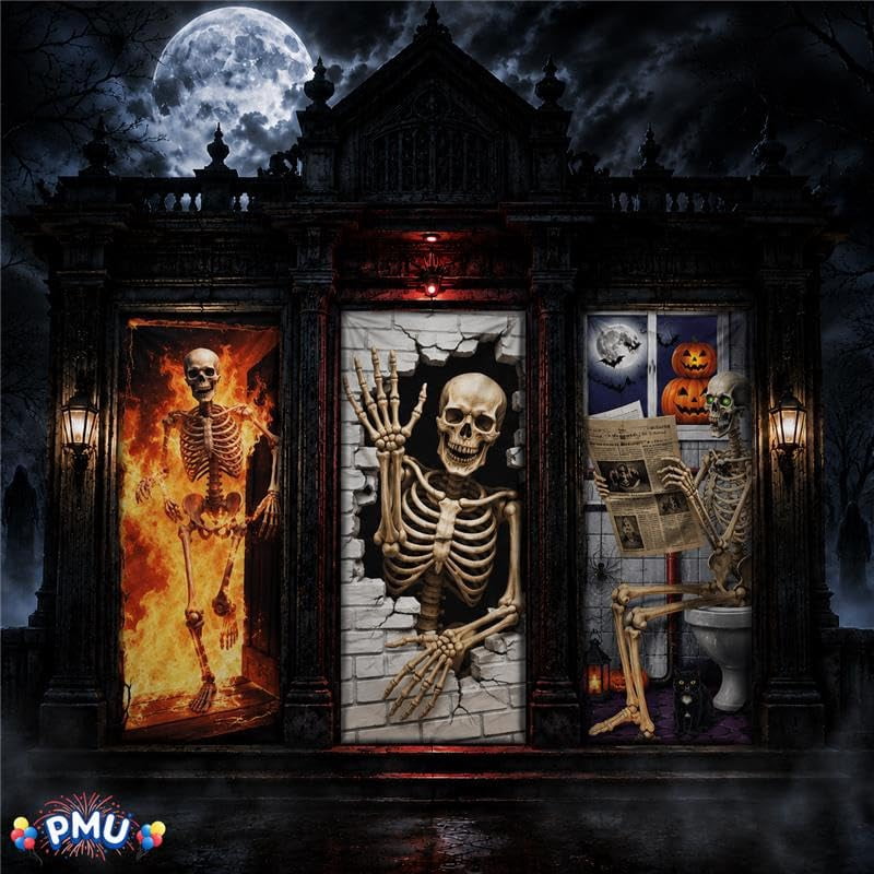 PMU Halloween Bathroom Door Cover, Halloween Decor, Door Decor