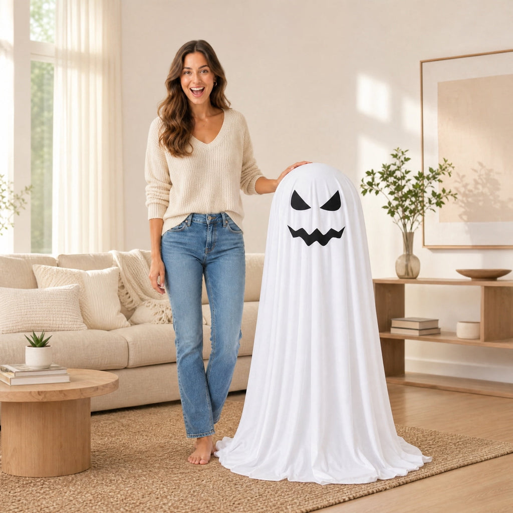 Aurorax Early Halloween Decorations Outdoor,Ghost Halloween Decoration 2 ft Realistic Waterproof Ghost Decor for Front Porch Yards Gardens Lawn Black