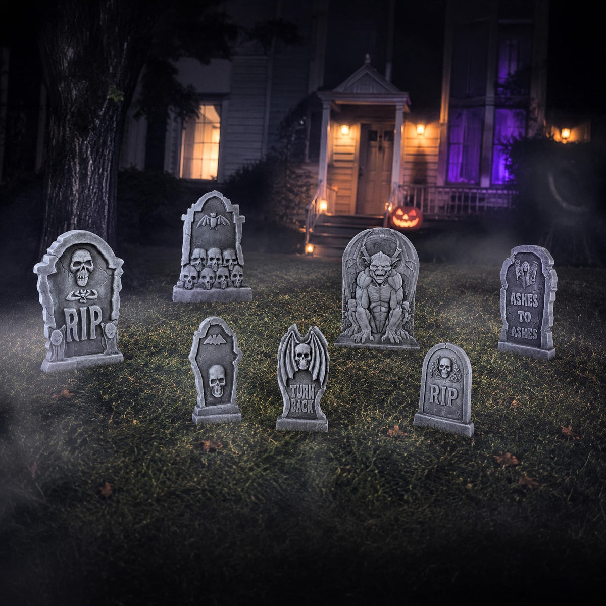 Tombstones Goblins Decoration Set, Gray, 6 Pieces, Halloween by Way To Celebrate