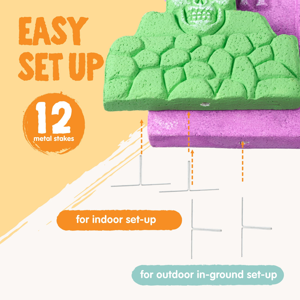 Joyfy 5 Pack Halloween Tombstone Outdoor Decorations,17 Inch Foam RIP Cemetery Headstone Decoration and 12 Halloween Yard Lawn Decoration Metal Stakes