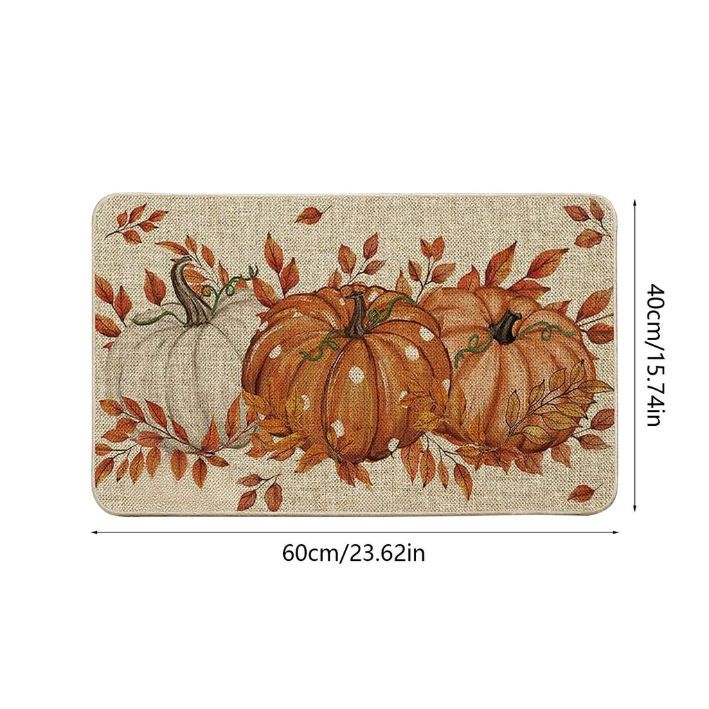 Halloween Door Mat Pumpkin Absorbent Skidproof Mat 23.62x15.35in Polyester Skidproof & Water Absorbent for Front Door Bathroom Kitchen Entryway Halloween Door Mat by MPOISVA