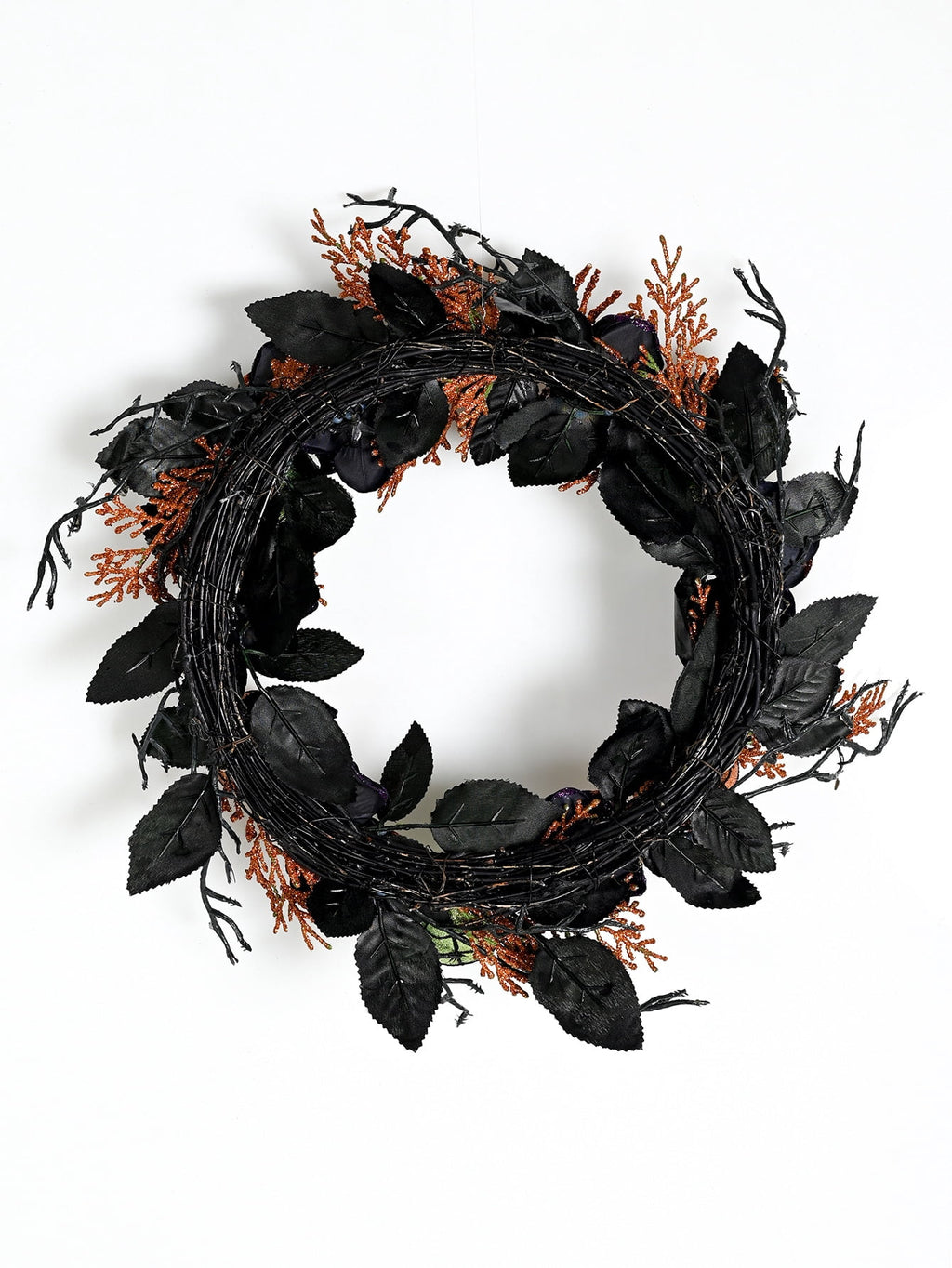 17.7 Inch Halloween Wreaths for Front Door, Spider Rose Wreaths for Indoor Outdoor Window Proch Wall Home Halloween Decoration
