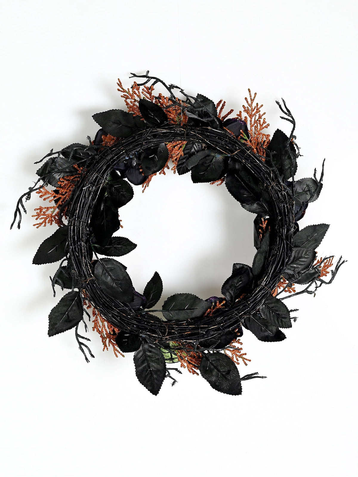 17.7 Inch Halloween Wreaths for Front Door, Spider Rose Wreaths for Indoor Outdoor Window Proch Wall Home Halloween Decoration