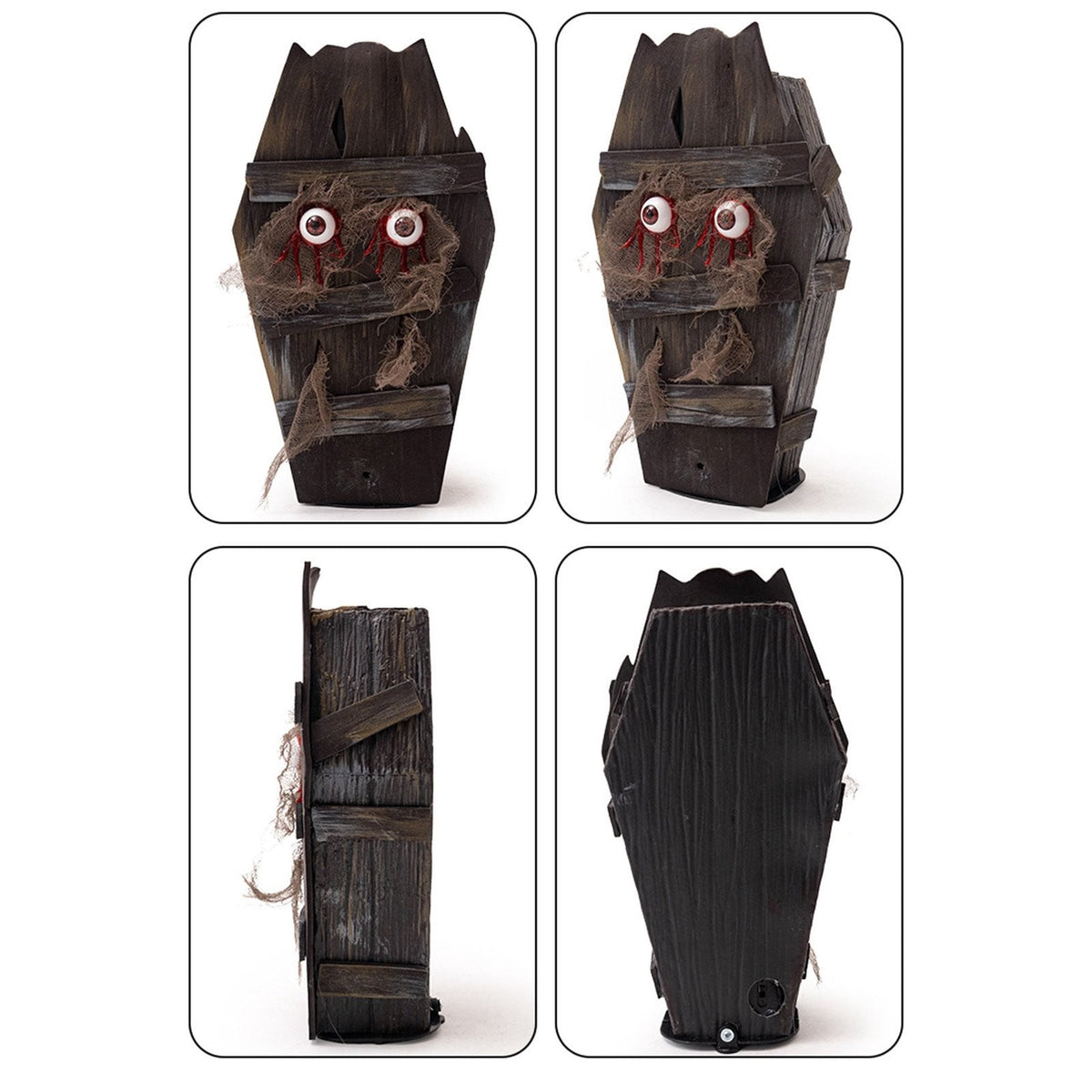 Halloween Animated Walking Coffin Prop – Sound-Activated with Glowing Eyes, Battery-Powered for Haunted House and Yard Displays