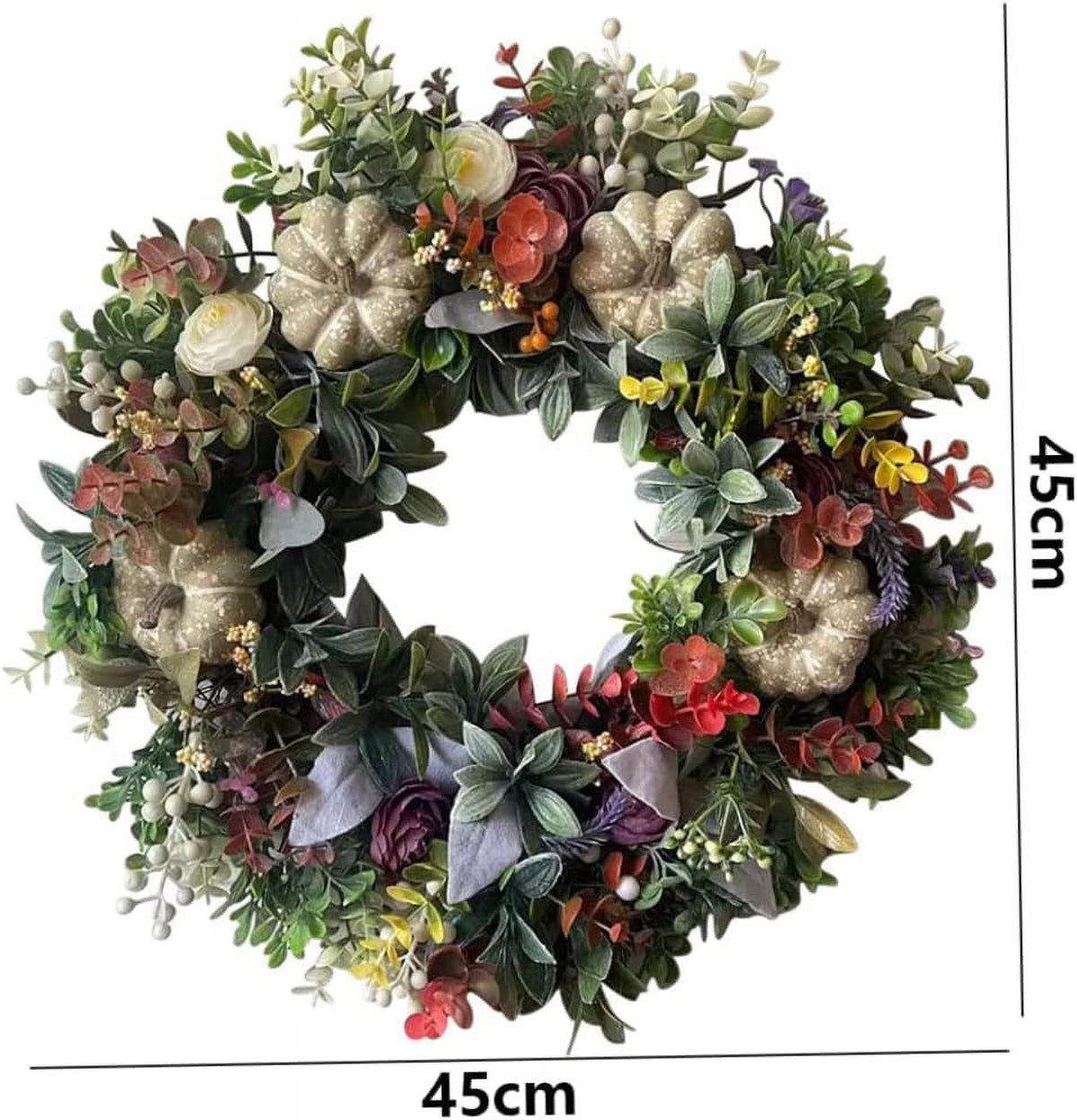 KOMI 2024 Fall Peony and Pumpkin Wreath for Front Door - Year Round Durable Farmhouse Wreath with Maple Leaves, Berries, Pinecones, and Pumpkins for Thanksgiving, Halloween, and Seasonal Home Decor