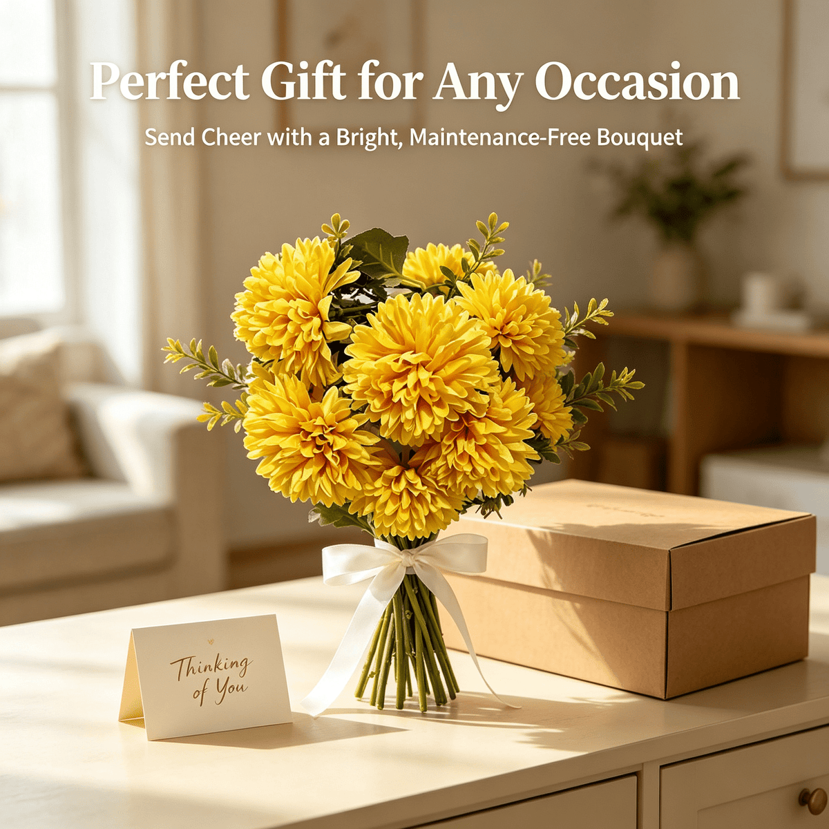 1Pack Faux Fall Mums for Outside Artificial Mums Outdoor Clearance Chrysanthemum Bush Silk - Orange Fall Decorations for Home Fall Wedding Flowers
