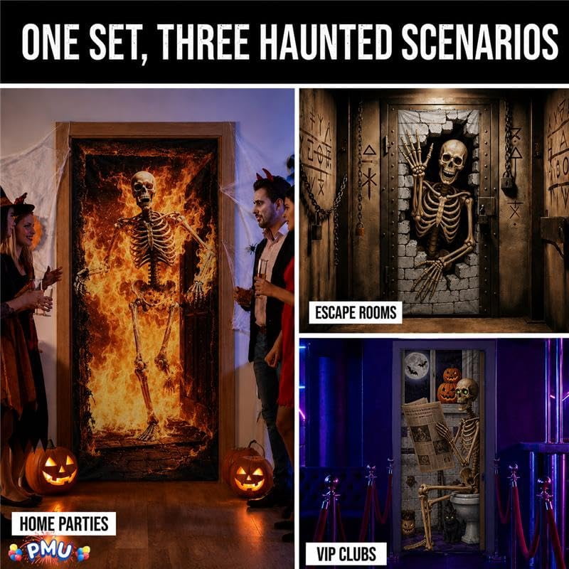 PMU Halloween Bathroom Door Cover, Halloween Decor, Door Decor