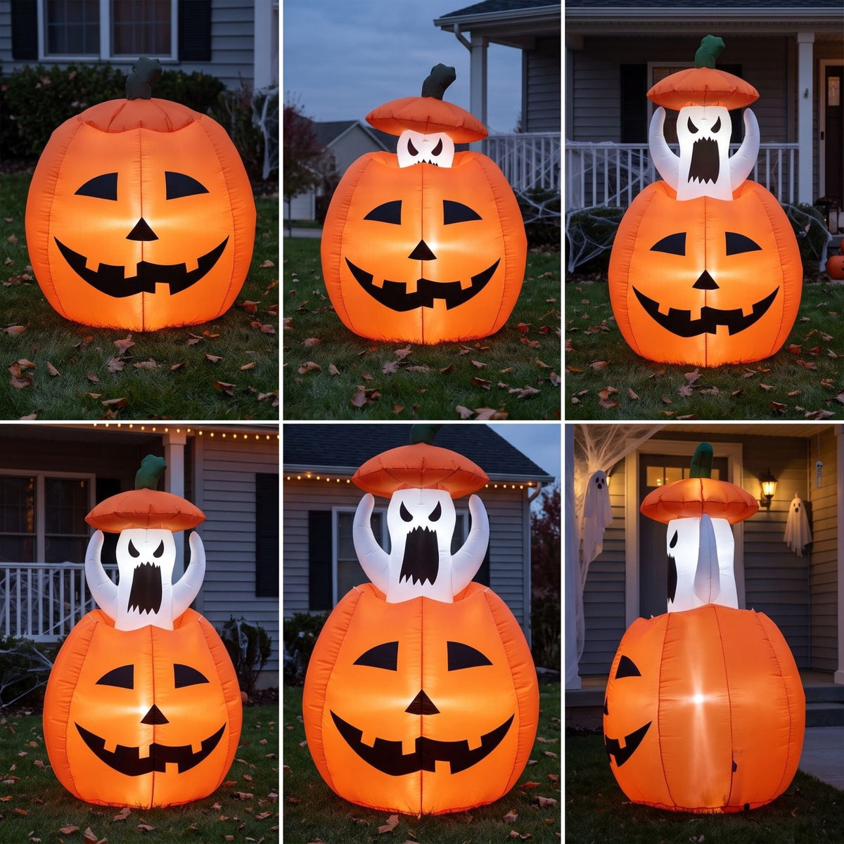 Sahpxhe 47in Halloween Inflatable Pumpkin Ghost and Spooky with Adjustable Height,Led Light Up Yard Halloween Decoration for Outdoor Garden Yard Holiday Party Orange