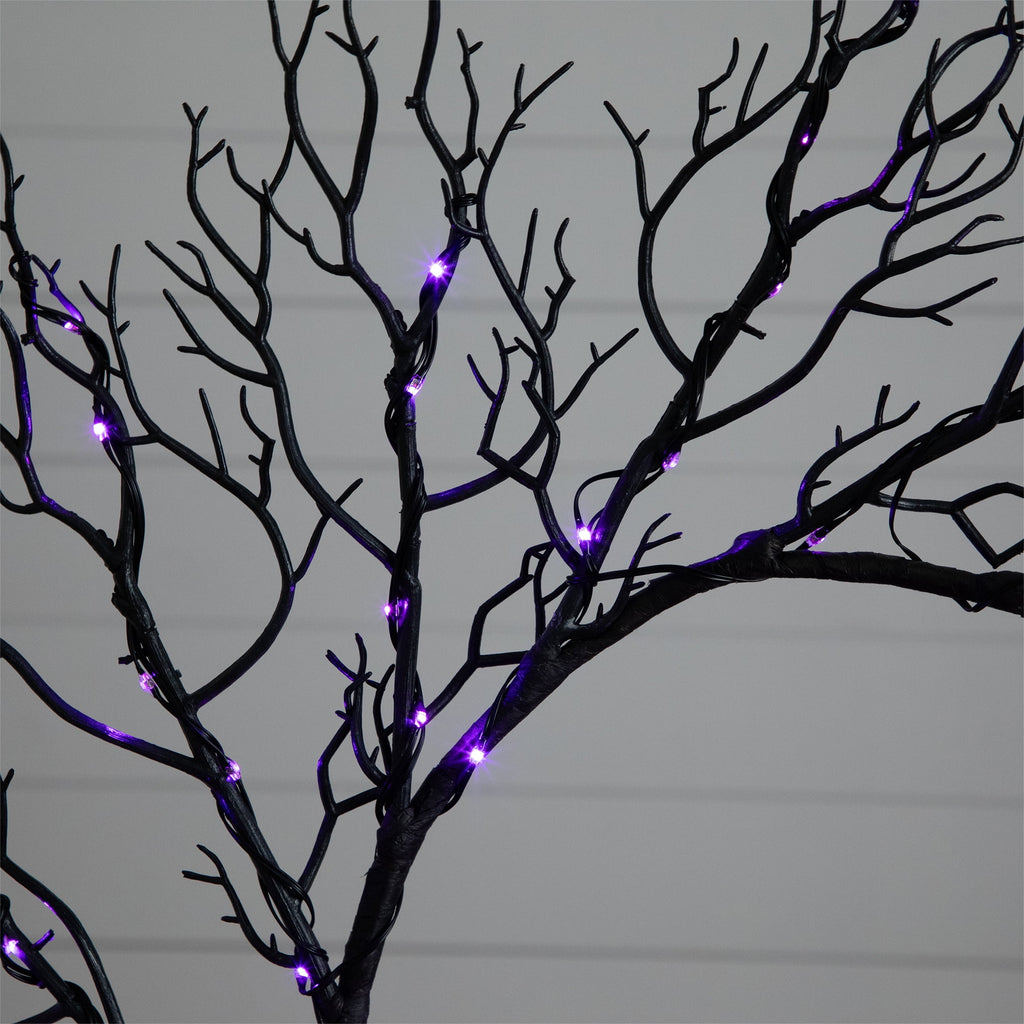 Nearly Natural 23in. Pre-Lit Halloween Black Fall Wreath with 60 Orange and Purple LED Lights