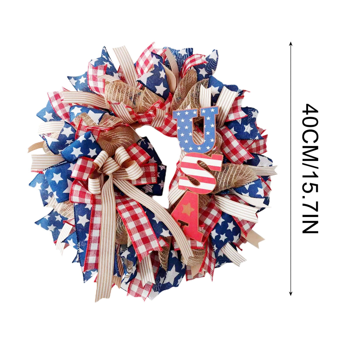 Nkmbld 4th of July Wreaths for Front Door, Independence Day Wreath Red White Blue Flower Wreath for Independence Day Memorial Day Flag Day Decor