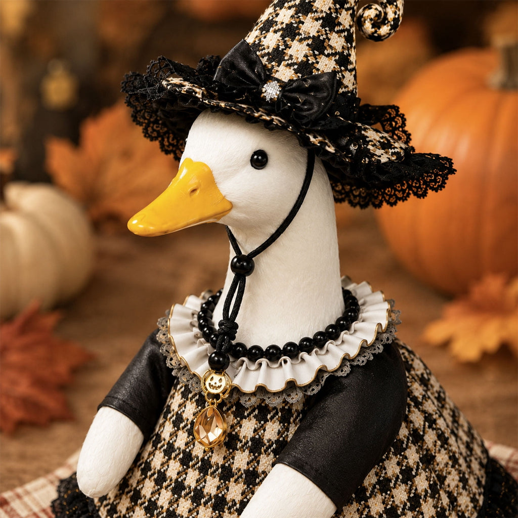 Halloween Garden Porch Decor, Porch Goose Outfits Halloween, 23 Inch Porch Goose Outfits, Witch Dress and Hat Set, Fits 23X11X26 Inch Standing Plush Goose for Front Porch Lawn