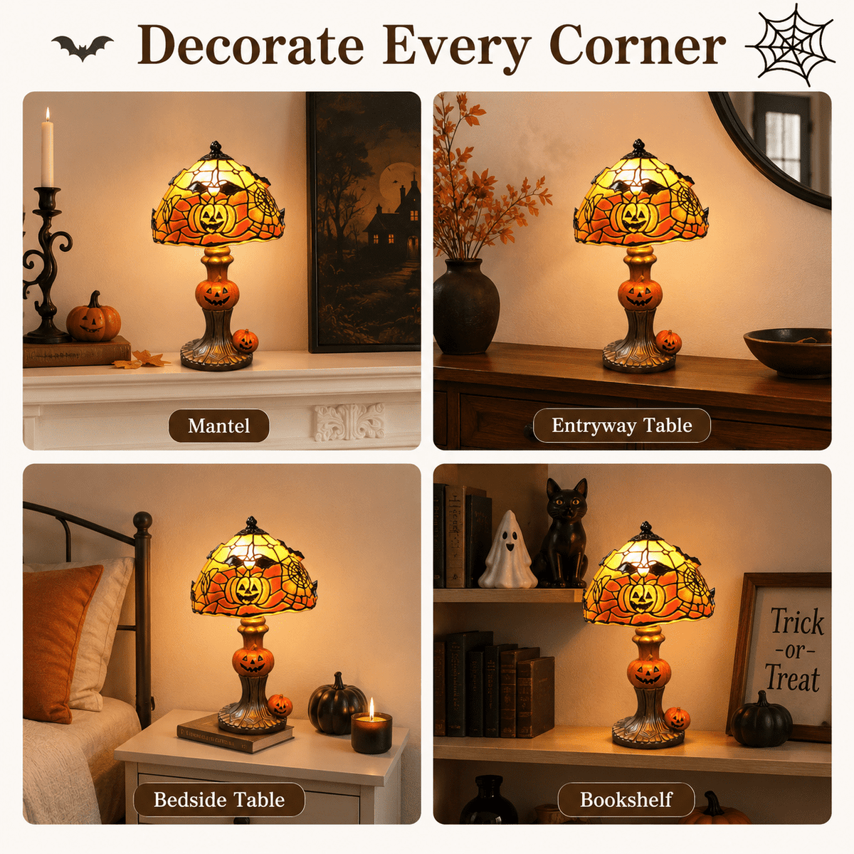 Diceymbol 11.81 Inch Halloween Ghost Night Light, Witch Hat Ghost Lamp with Jack O Lantern, Halloween Decorations Indoor for Table Mantel Party Decor